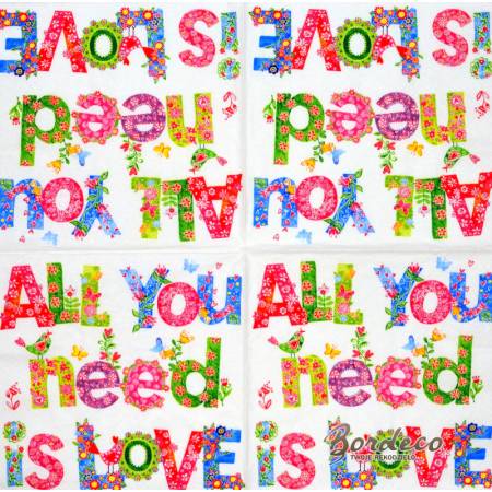 Serwetka decoupage firmy PAPER+ All you need is love 33x33cm